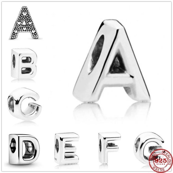 One Letter Alphabet 925 Sterling Silver Pandora Fit Charm 