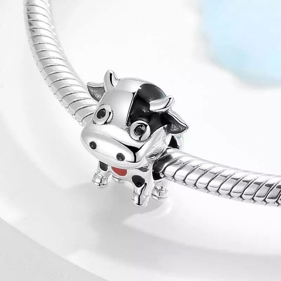 Cute Cow 925 Sterling Silver Pandora Fit Charm 