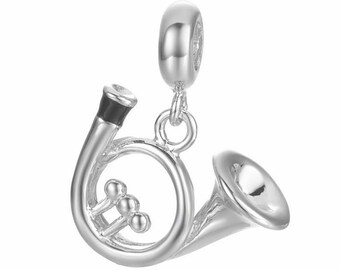 French Horn 925 Sterling Silver Pandora Fit Charm