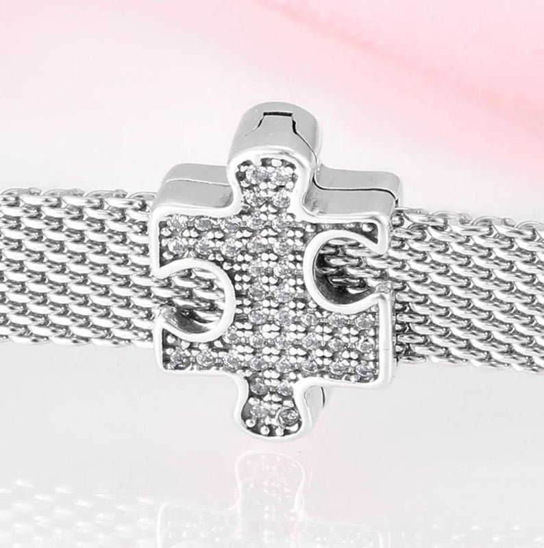 Puzzle Piece 925 Sterling Silver Pandora Reflexions Fit Clip Etsy