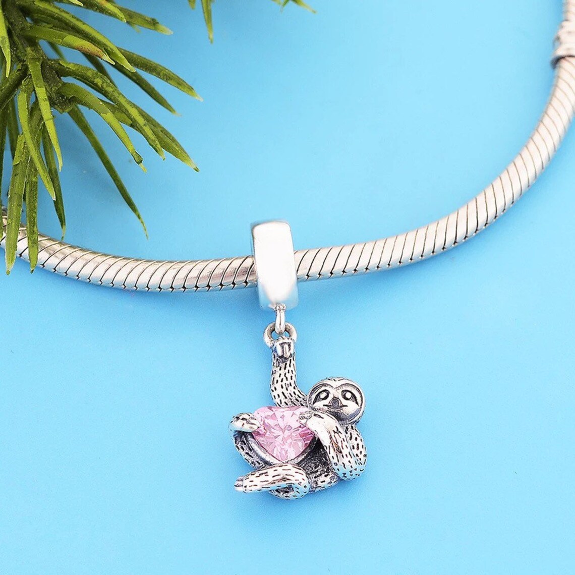 Bamoer 925 Sterling Silver Cute Sloth Dangle Charm Bead For Women's Bracelets