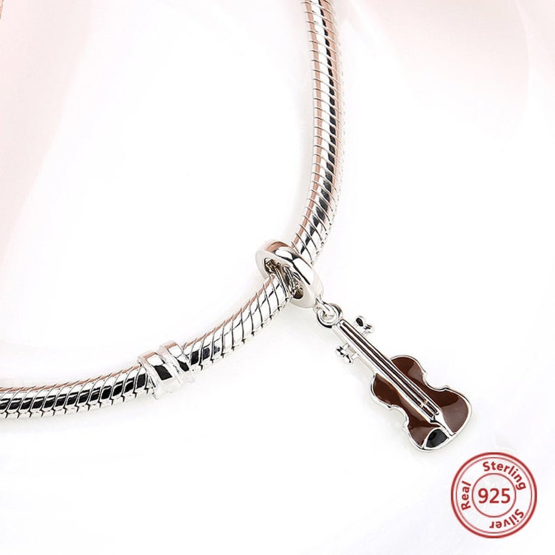 Violin 925 Sterling Silver Pandora Fit Charm Etsy