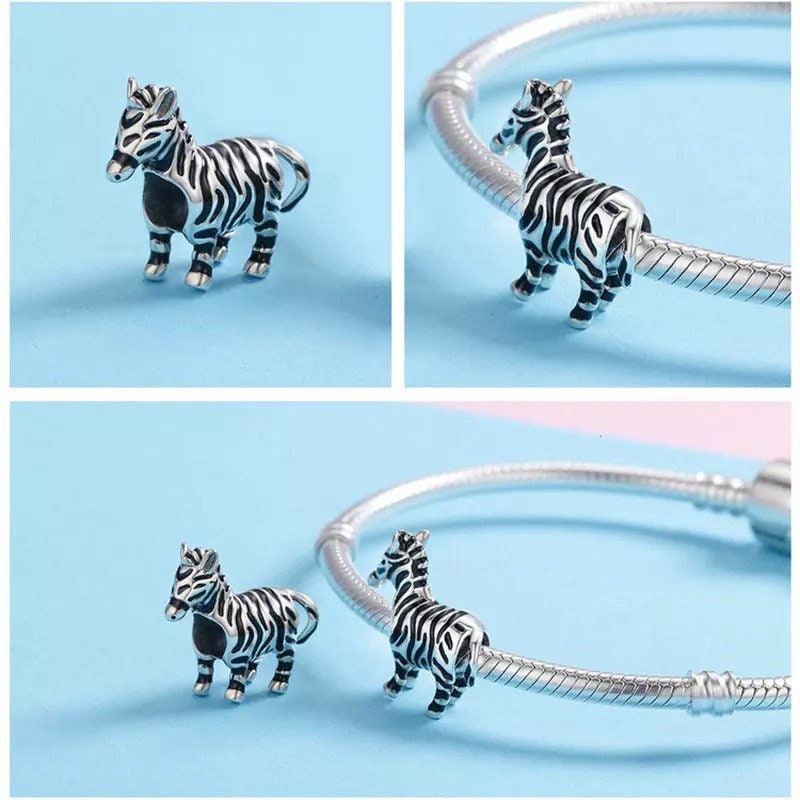 Zebra 925 Sterling Silver Pandora Fit Charm Etsy