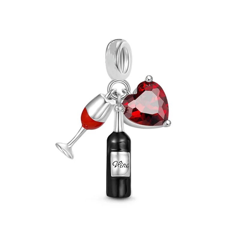 Pandora charm wine bottle and glass sale