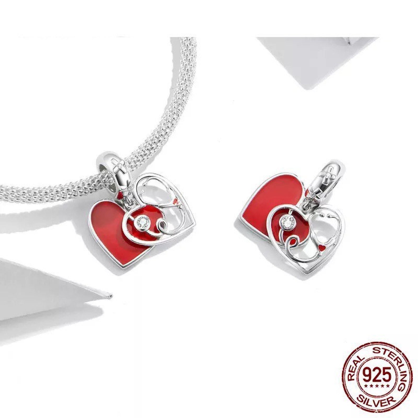 Stethoscope Heart 925 Sterling Silver Pandora Fit Charm Etsy