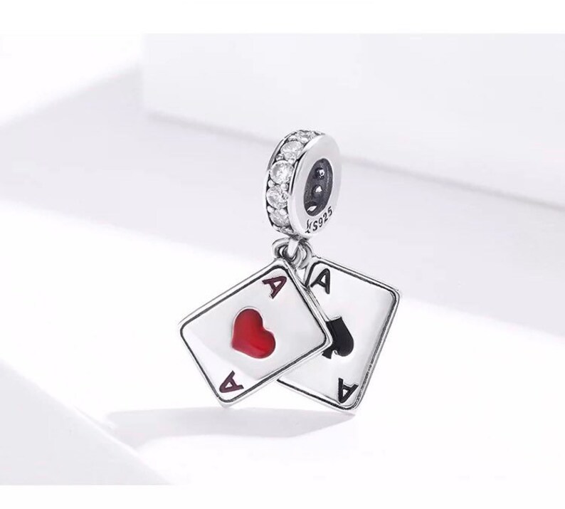Ace of Spades Hearts 925 Sterling Silver Pandora Fit Charm Etsy