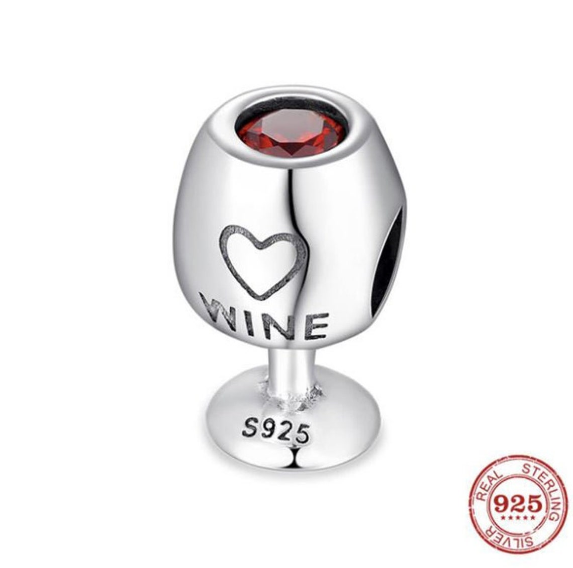 Red Wine Glass 925 Sterling Silver Pandora Fit Charm Etsy