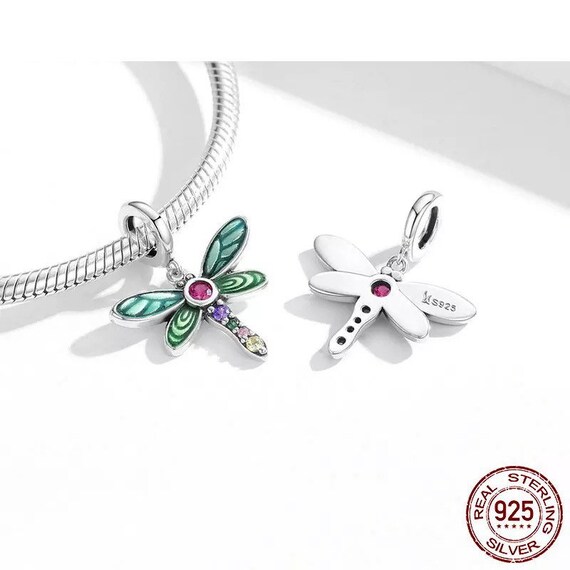 Green Dragonfly 925 Sterling Silver Pandora Fit Charm Etsy Australia