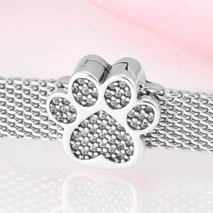 Sterling Silver Pet Paw print Charm CQX108 fits Reflexions Bracelet 