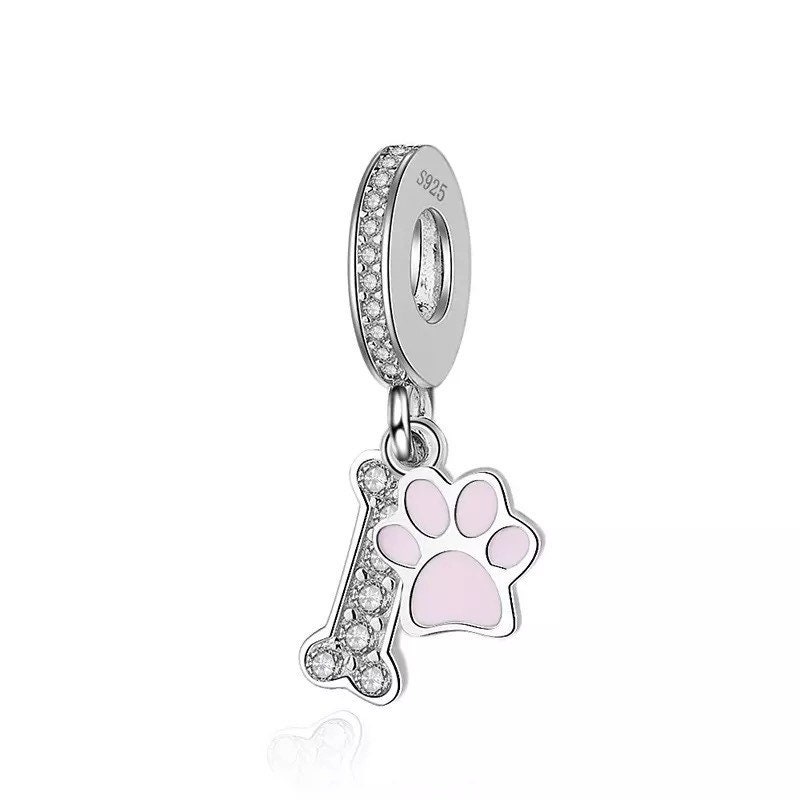 Dog Bone Paw Print 925 Sterling Silver Pandora Fit Charm Etsy India