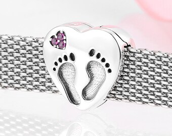 Baby Foot Print avec octobre Pierre Porte-Bonheur Zircone cubique Argent Sterling .925 Charm Empreinte Baby Foot Print avec octobre Pierre Porte-Bonheur Zircone cubique Argent Sterling .925 Charm Empreinte