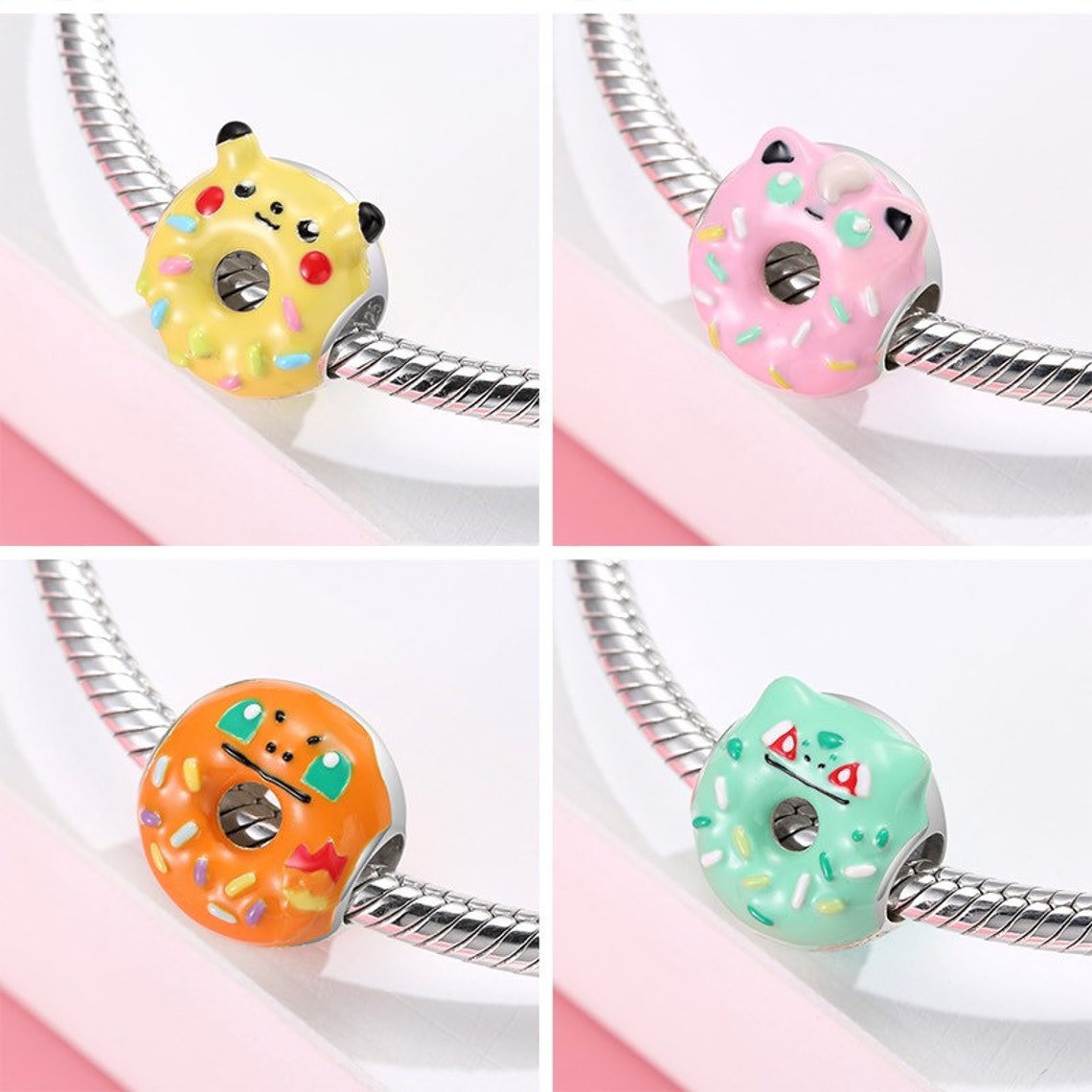 Jigglypuff Pokemon Donut 925 Sterling Silver Pandora Fit Charm Etsy