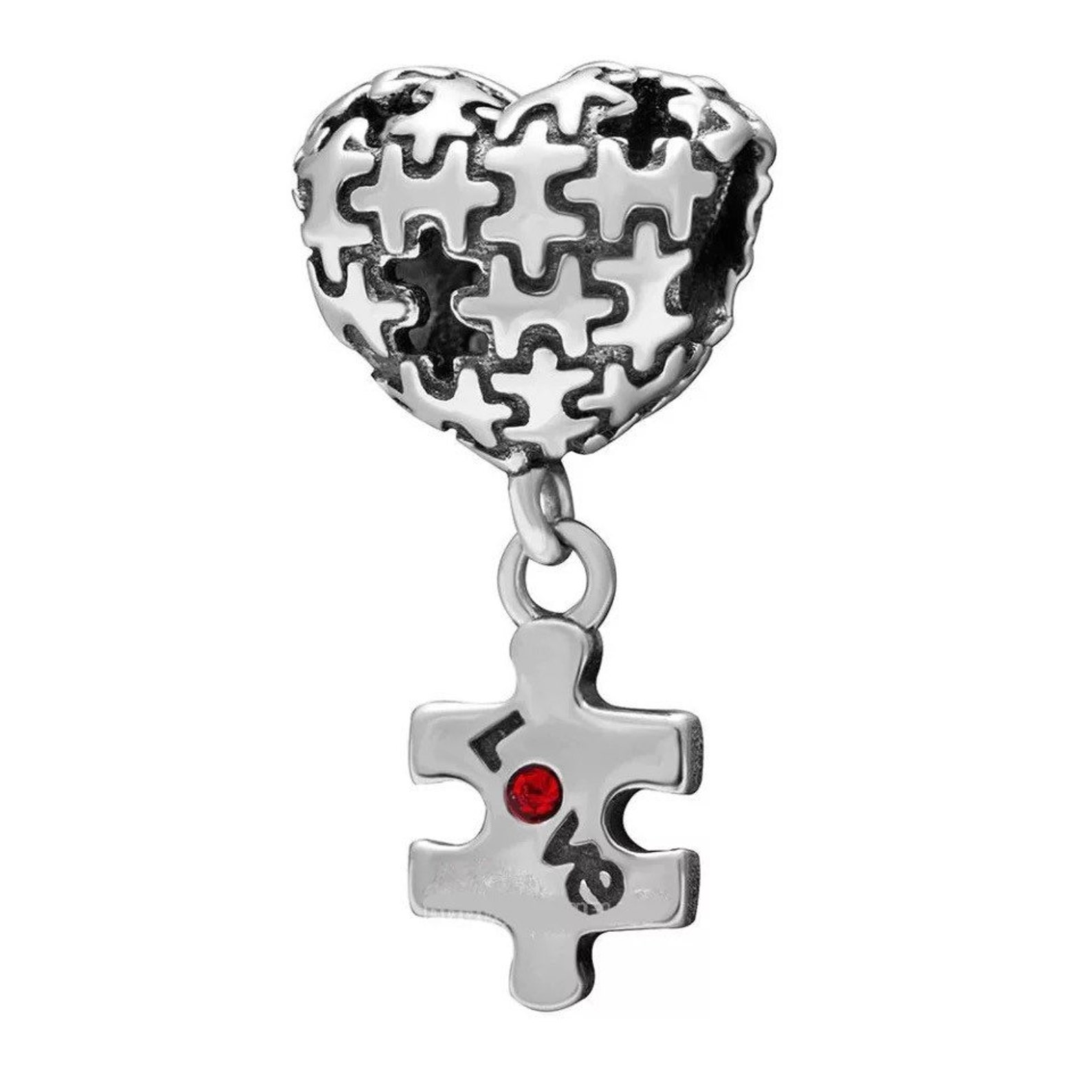 Puzzle Heart Love 925 Sterling Silver Pandora Fit Charm Etsy