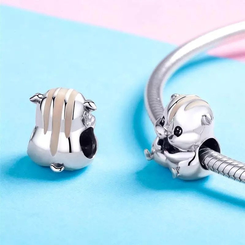 Charms Anhänger Sterlingsilber Hamster In Laufrad - Beweglich