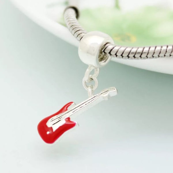 Red Electric Guitar Pandora Fit Charm