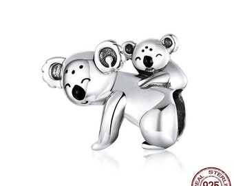 Koala Mom Baby 925 Sterling Silver Pandora Fit Charm