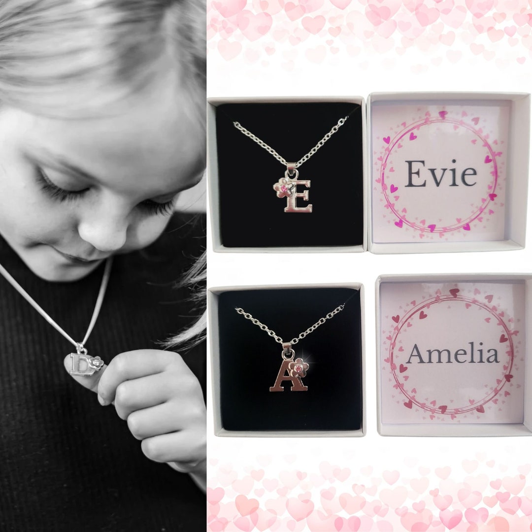 Children's Initial Necklace Personalised A Z Initial Jewellery Girl's