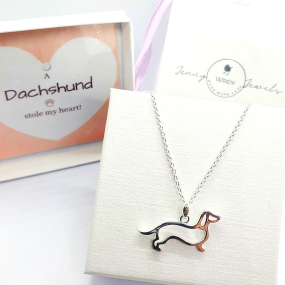 Dachshund Necklace - Pink Heart Dachshund Necklace - Pink Heart