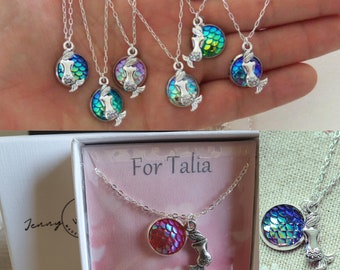 Mermaid Necklace | Children's Mermaid Jewellery | Little Girl Mermaid Gift | Mermaid Birthday | Personalised Mermaid Pendant