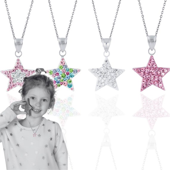 Collier étoile en argent pour enfant Cadeau bijoux en cristal STAR