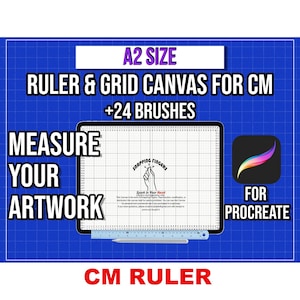 A2 Size Procreate Ruler & Grid Canvas in Centimeters with 24 High-Quality Brushes for Professional Illustration and Design