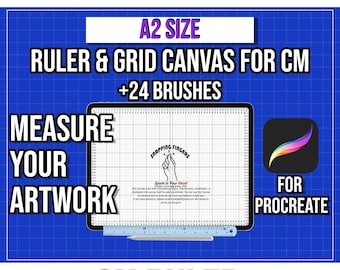 Procreate A2 Size Ruler Grid Canvas + 24 Brushes For Centimeters (Digital Download)