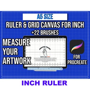 A5(8.27 inchx 5.83 inch) Size Procreate Ruler & Grid Canvas | in Inches with 22 High-Quality Brushes for Versatile Design and Illustration