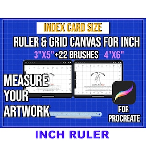 Index Card Size Procreate Ruler & Grid Canvas ( 3&quot;x5&quot;, 4&quot;x6&quot;,) | in Inches with 22 High-Quality Brushes for Detailed Tattoo, Illustration