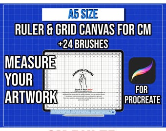 Procreate A5 Size Ruler Grid Canvas + 24 Brushes For Centimeters(Digital Download)