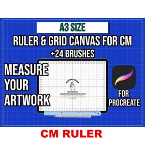 A3 Size Procreate Ruler & Grid Canvas in Centimeters with 24 Versatile Brushes for Graphic Design, Illustration, and Sketching