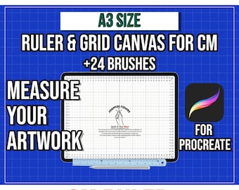 Procreate A3 Size Ruler Grid Canvas + 24 Brushes for Centimeters(Digital Download)