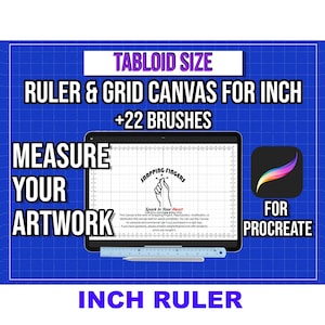 Tabloid Size Procreate Ruler & Grid Canvas | in Inches with 22 High-Quality Brushes for Advanced Design, Illustration, and Tattoo