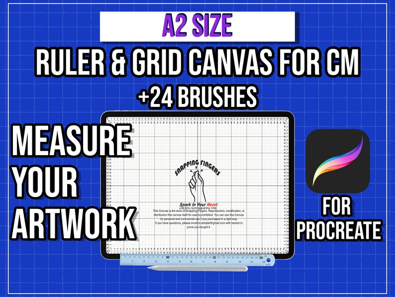 A2 Size Procreate Ruler & Grid Canvas in Centimeters With 24 High ...
