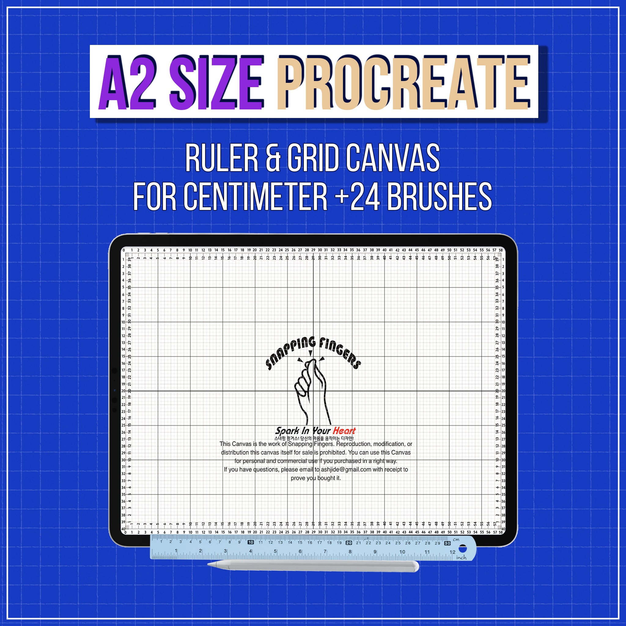 Bundle Set of A5, A4, A3, A2 and Letter Sizes Procreate Rulers & Grid