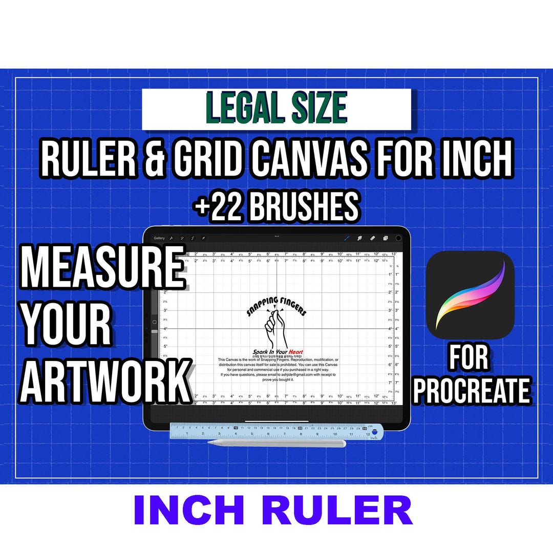 Legal Size Procreate Ruler & Grid Canvas | in Inches With 22 High ...