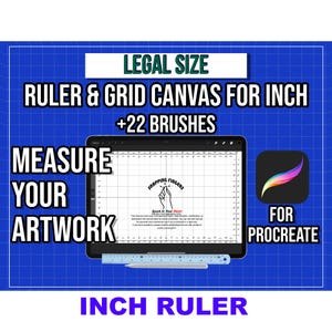 Legal Size Procreate Ruler & Grid Canvas | in Inches with 22 High-Quality Brushes for Professional Illustration, Design, and Tattoo Artwork