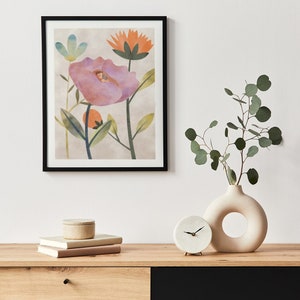 Póster de Pulgarcita, póster de H. C. Andersen, arte de cuento de hadas, impresión de ilustración, póster escandinavo, ilustración de flores, póster botánico
