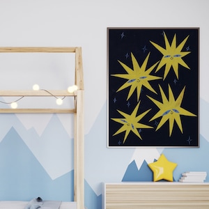 Stern Poster | Scandinavian Print | Nordisches Dekor | Scandi Kinderzimmer | Spielzimmer Decor | Sternennacht Poster