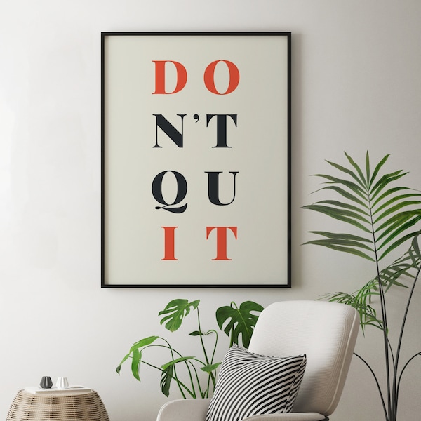 Dont Quit Do It Poster, Motivation Poster, Typografie Kunst, Typografie Poster, Motivational Saying, Inspiring Poster, Bürodekoration