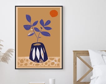 Mediterrane kunst, bloemenkunst, zomermuurkunst, woonkamermuurkunst, Noordse muurkunst, heldere muurkunst, Scandi decor, Scandi print