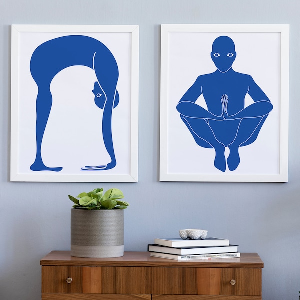 Yoga Wall Decor, Minimalist Poster, Yoga Studio Decor, Zen Poster, Yoga Pose Print, Wall Art Set of 2, Yoga Practice. Set of 2 Prints,