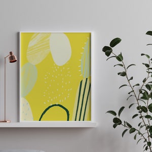 Abstraktes Kaktus Poster, Scandi Print, Botanik Poster, Abstraktes Poster, Gelbe Poster, Naturposter, Moderne Wandkunst