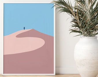 Desert Print, Bohemian Poster, Desert Landscape, Boho Desert Print, Desert Illustration, Sahara Poster, Boho Desert, Abstract Poster