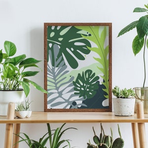 Tropical Leaves Poster Palm Leaf Wall Art Plant Home Decor Monstera ...