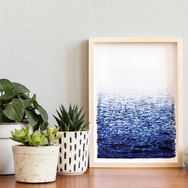 La Mer, Nordisches Meer, Ocean Print, Handgemalt, Skandinavisches Design, Ocean Waves, Meeresblau, Abstrakte Kunst