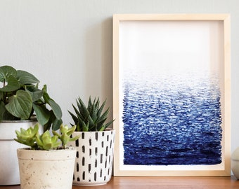 La Mer, Handmade Poster, Minimalist Print, Scandinavian Print, Ocean Waves Art, Modern Blue Poster, Nautical Poster, Abstract Poster