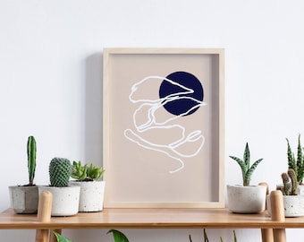 Leaves Print | Scandinavian Poster | Nordic Decor | Minimalist Poster | Blush Pink Decor | Abstract Botanical Print | Geometric Art