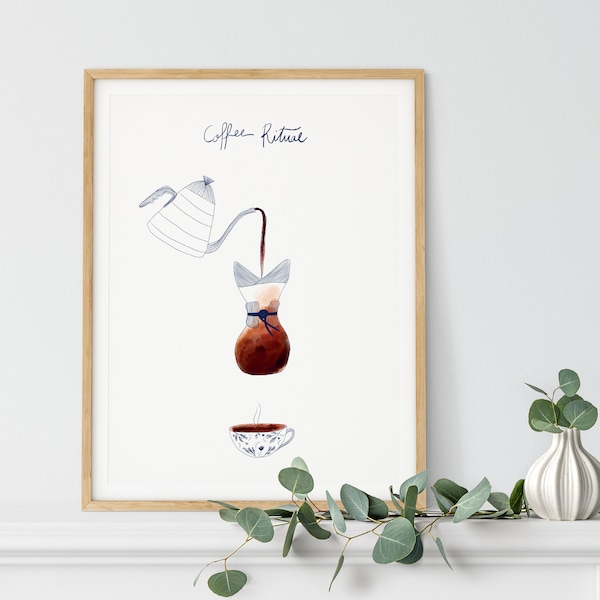 Coffee Ritual Poster, Gift Coffee Lover, Coffee Bar Decor, Cafe Poster, Kitchen Wall Print, Coffee Gift, Kitchen Coffee Art, Scandi Poster