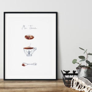 Me Time Poster, Coffee Kitchen Print, Coffee Cup Wall Art, Coffee Illustration, Kitchen Art Print, Cookie Art, Hygge Art, Minimalist Poster image 1