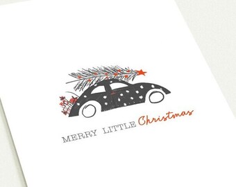 Christmas Car Greeting cards (packs of 10). Holiday season. Scandinavian Nordic style. Xmas. With envelopes. Christmas party Invitations
